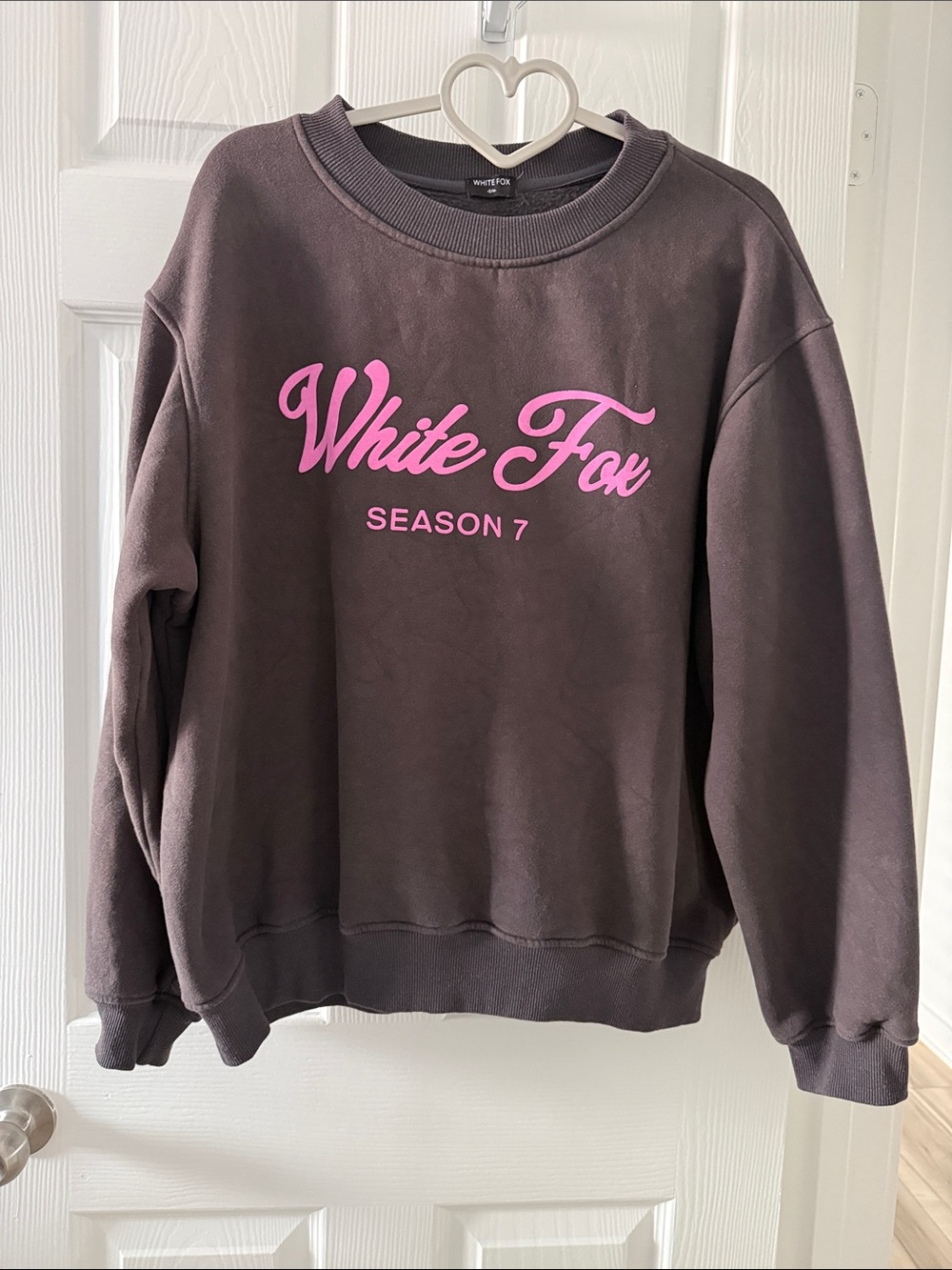 White Fox Season 7 Pullover Sweatshirt - Brown with Pink Logo